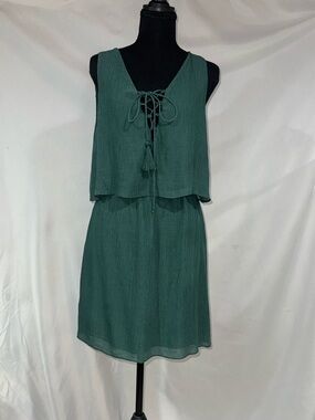 Honey Belle Teal Green Sleeveless Midi Dress with Lace-Up Front